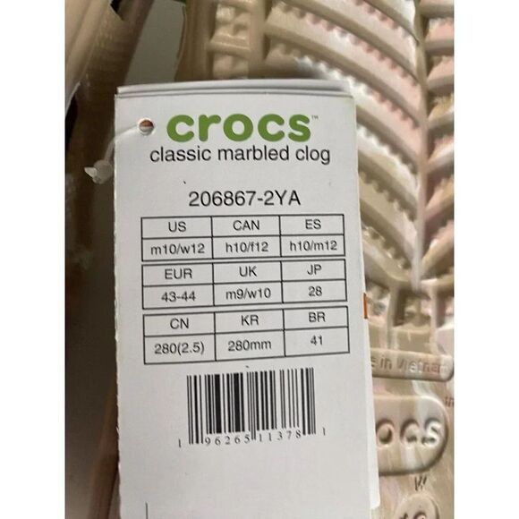 Crocs Classic Marbled Tie Dye Clogs Unisex Men’s Sz 10 Women’s 12 Chai Pink NEW - Picture 9 of 9